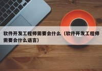 软件开发工程师需要会什么（软件开发工程师需要会什么语言）