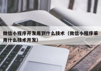 微信小程序开发用到什么技术（微信小程序采用什么技术开发）