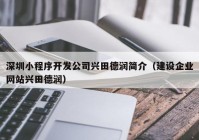 深圳小程序开发公司兴田德润简介（建设企业网站兴田德润）