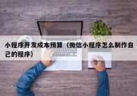 小程序开发成本预算（微信小程序怎么制作自己的程序）