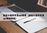 微信小程序开发api调用（微信小程序开发api调用教程）